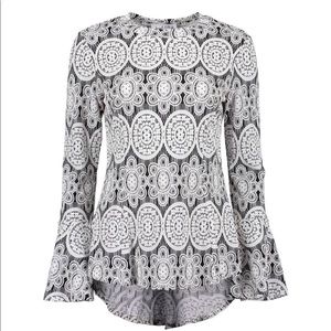 Joseph Ribkoff Bell Sleeve B/W Top